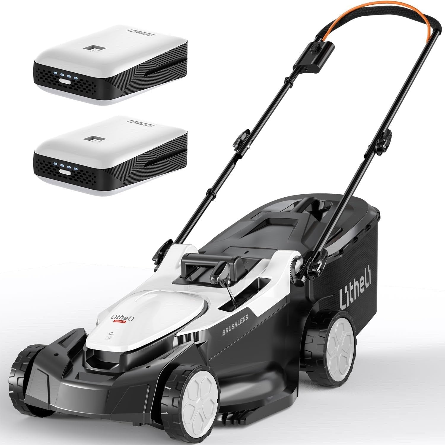 Litheli 40V Cordless Lawn Mower 43cm Brushless 2x4.0Ah Battery 40L