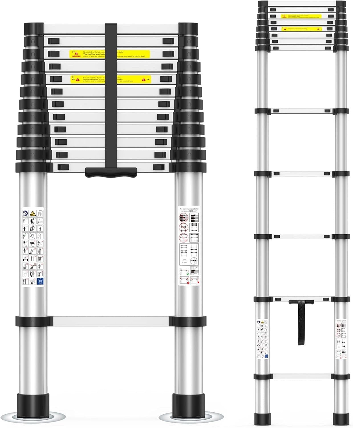 Telescopic Ladder Extension 10.5FT 330lb Aluminium Anti Slip Foldable 11 Step