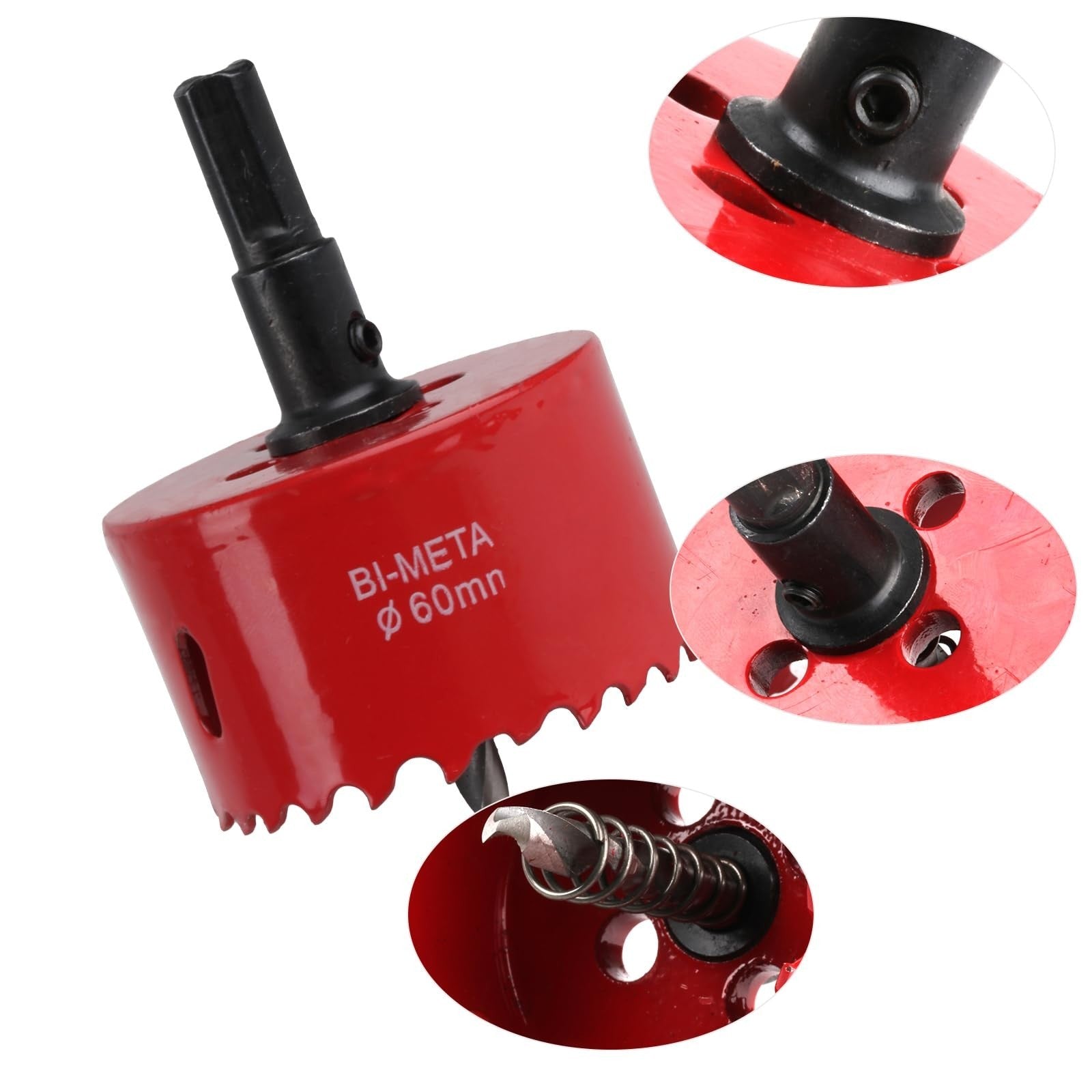 60mm Hole Saw Drill Bit & 6 Pcs Round Desk Cable Hole Cover Black 60mm