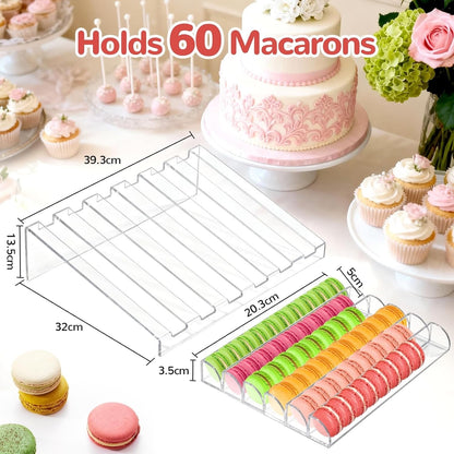 Macaron Display Stand Acrylic Tray 6 Slot Clear 60 Cookie Cracker Dessert Holder