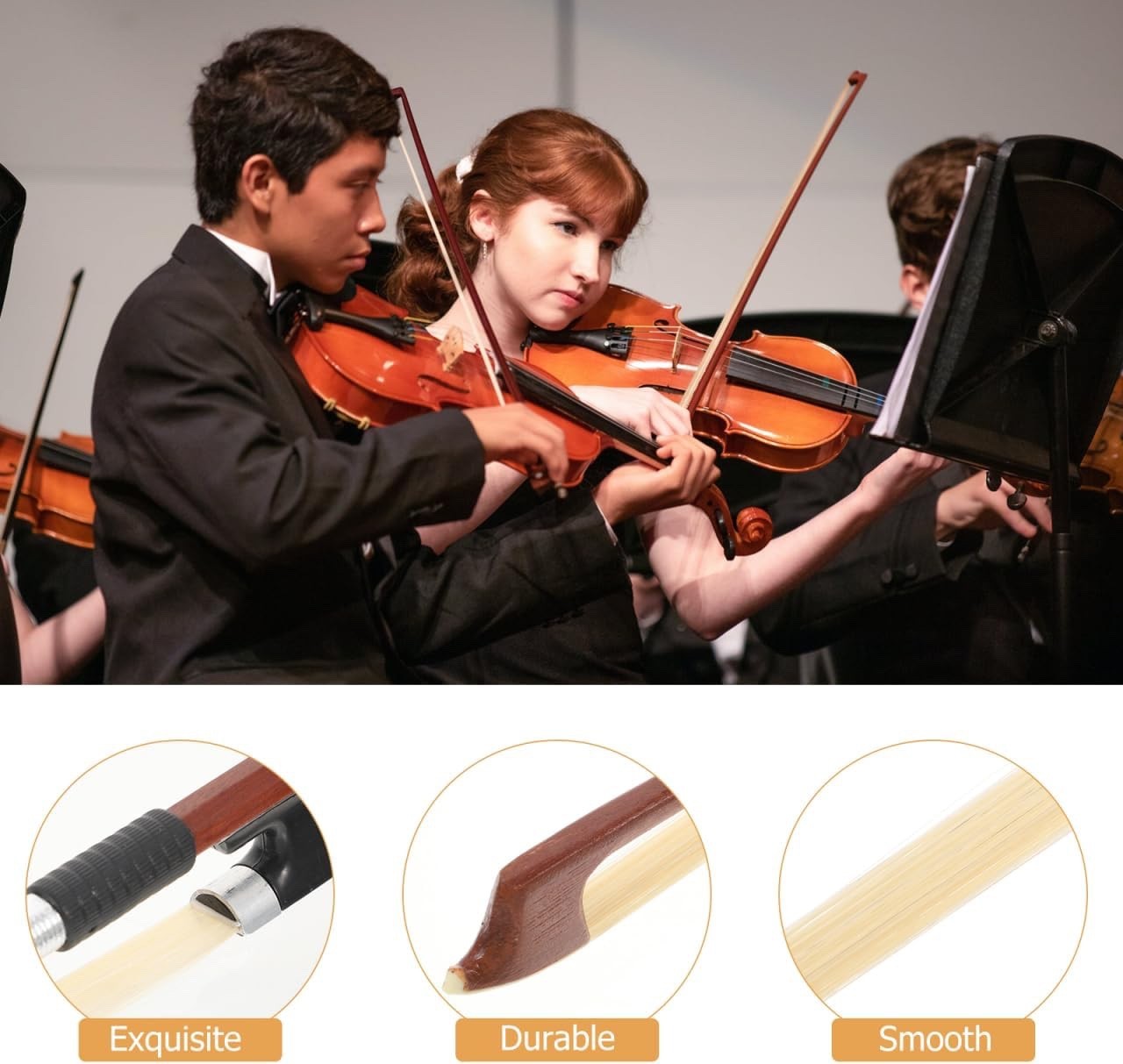 Violin Bow 1/16 Size 44cm Wooden Horsehair Lightweight Student Practice