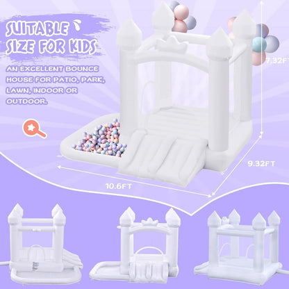 Bouncy Castle Inflatable Slide Trampoline Ball Pit White Garden Blower Kids