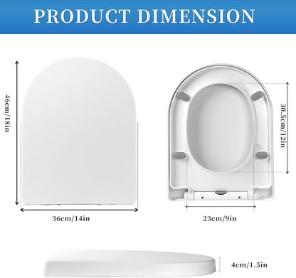 D Shape Toilet Seat Soft Close Quick Release Top Fix 46x36cm White Bathroom
