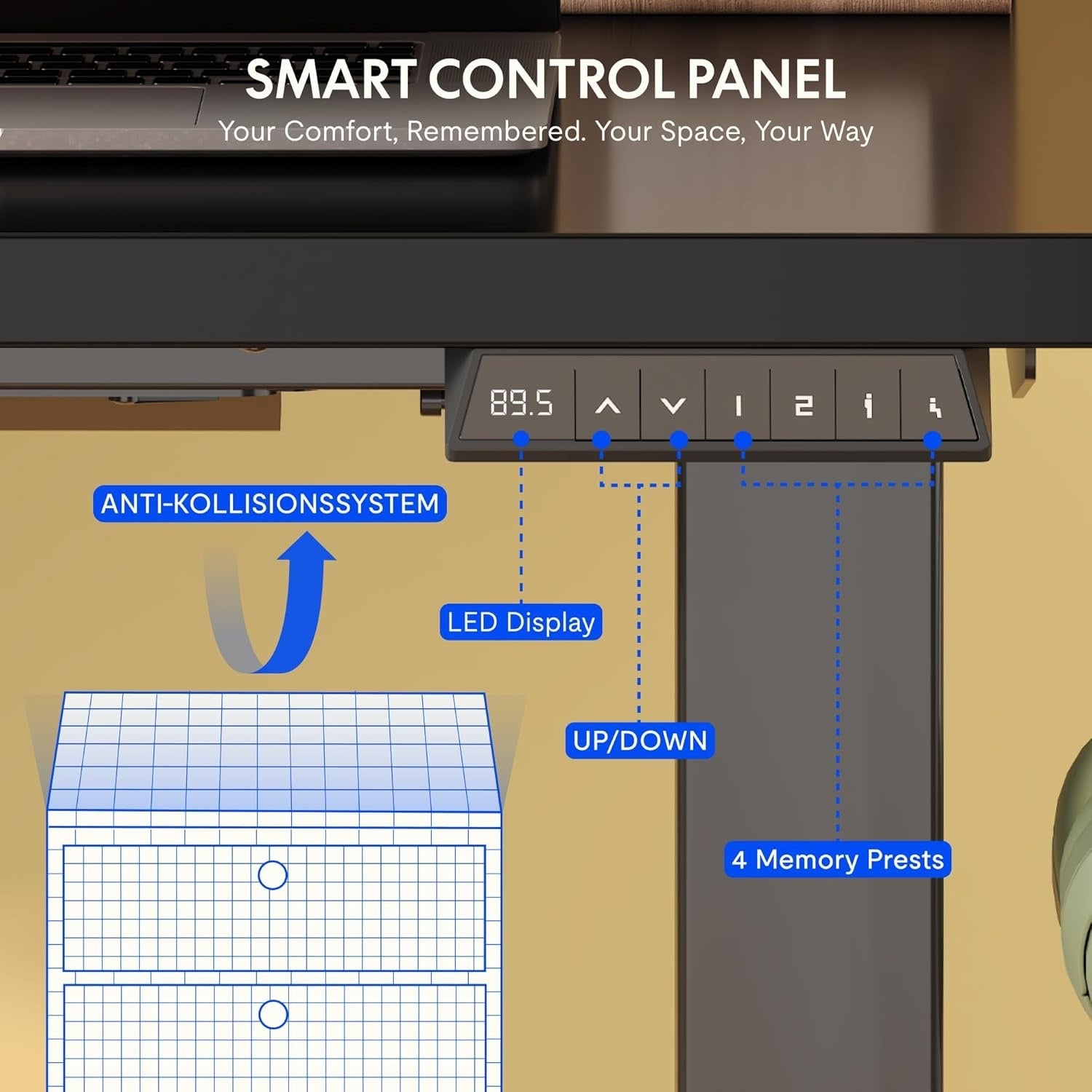 FlexiSpot E1 Plus Electric Standing Desk 100×60cm Height Adjustable – Black