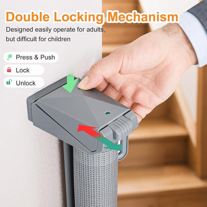 Extra Wide Retractable Baby Pet Gate 3m Indoor Outdoor One Hand Safety Barrier