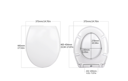 Oval Toilet Seat Duroplast Soft Close White Quick Release Easy Clean 44.5x37.5cm