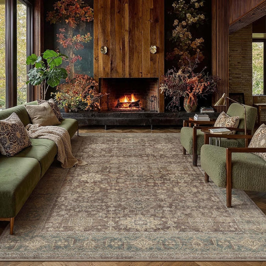 Living Room Rug Carpet 300x400cm Vintage Red Washable Non Slip Large Area Mat