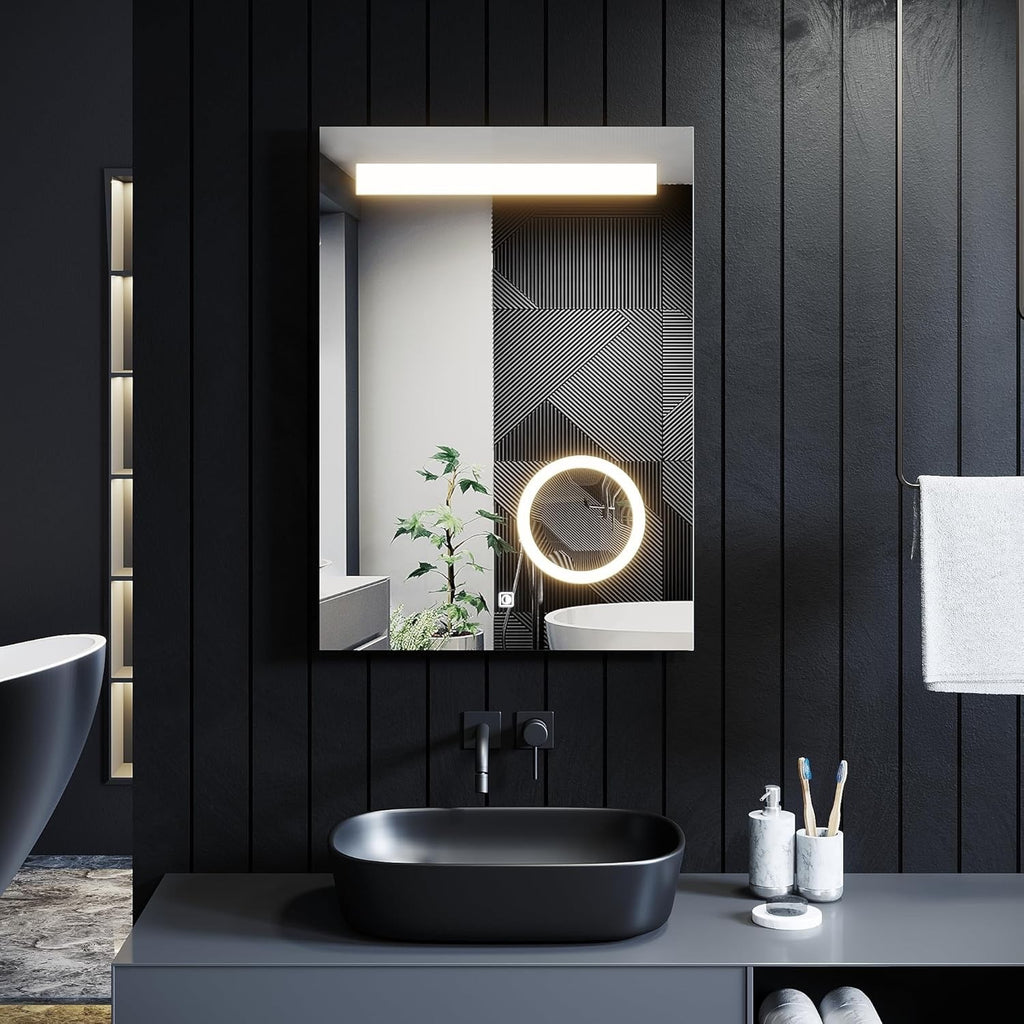 ELEGANT LED Bathroom Mirror 500x700mm Shaver Socket Demister Touch