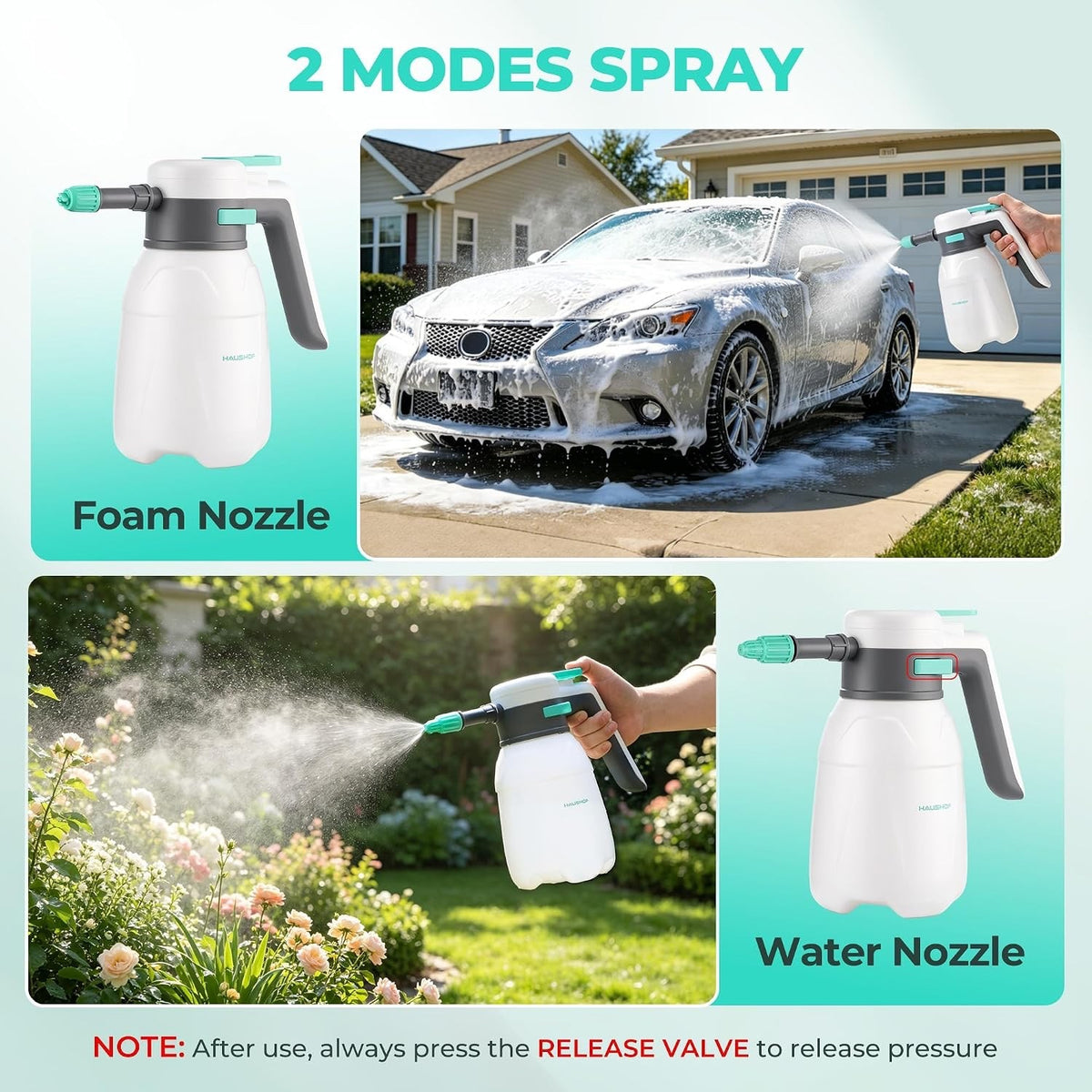 Foam Sprayer Electric 1.8L Cordless Car Wash Water Spray 90° Battery Display
