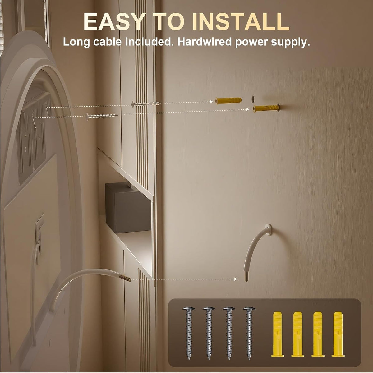 LED Bathroom Mirror Lights 50cm Asymmetric Backlit Anti Fog Dimmable 3 Colours