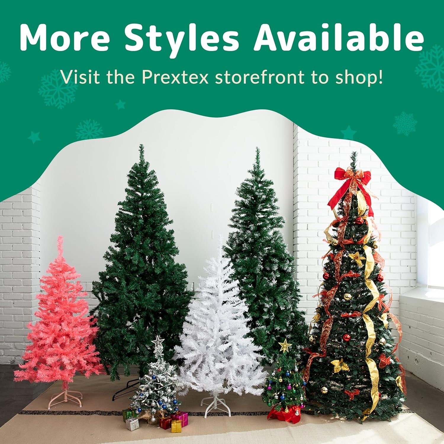 Prextex 1.8M Pink Artificial Christmas Tree Canadian Fir with Metal Stand Indoor