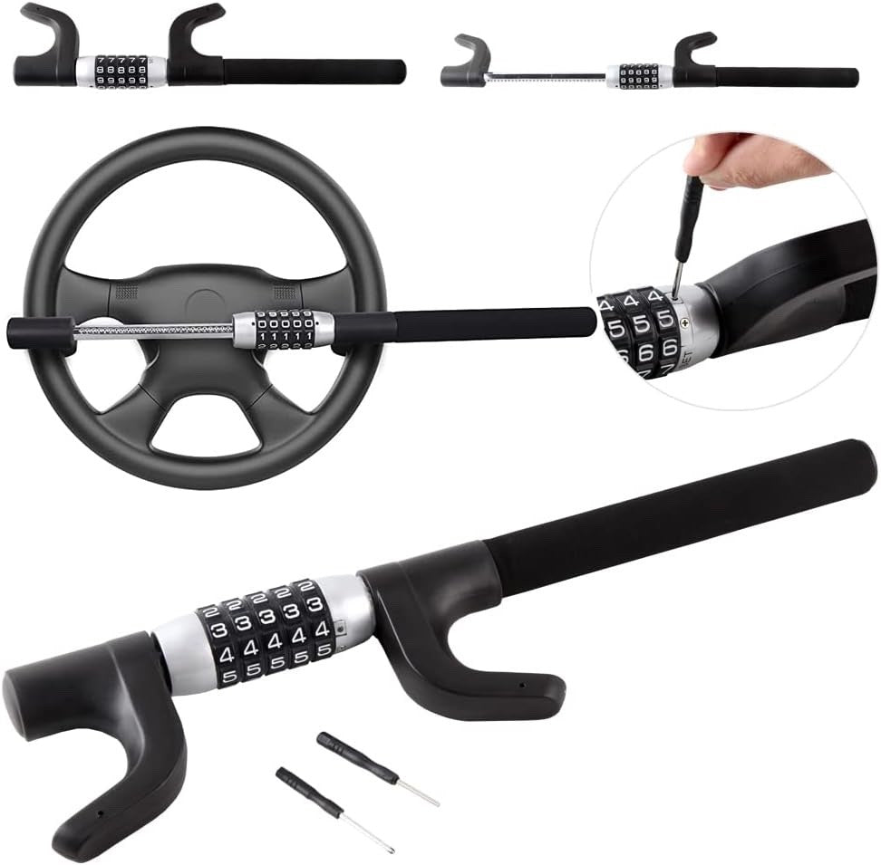 Universal 5-Digit Combination Steering Lock Keyless Anti-Theft Car Wheel Lock