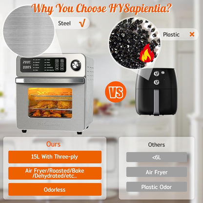 Air Fryer Oven Countertop Electric 15L 1700W 10 in 1 Digital Convection Grill