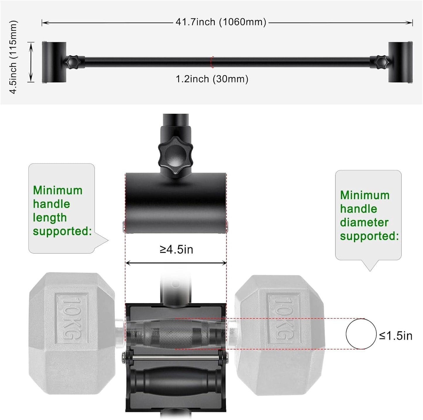 Kipika Dumbbell to Barbell Converter - Adjustable Weight Lifting Bar Home Gym