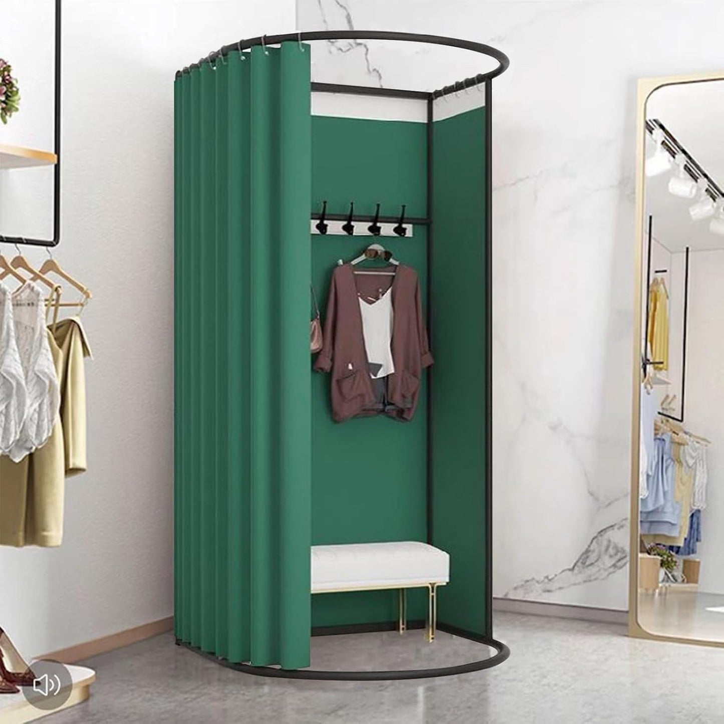 Portable Changing Room Fitting Booth Privacy Curtain 200cm Green Clothing Store