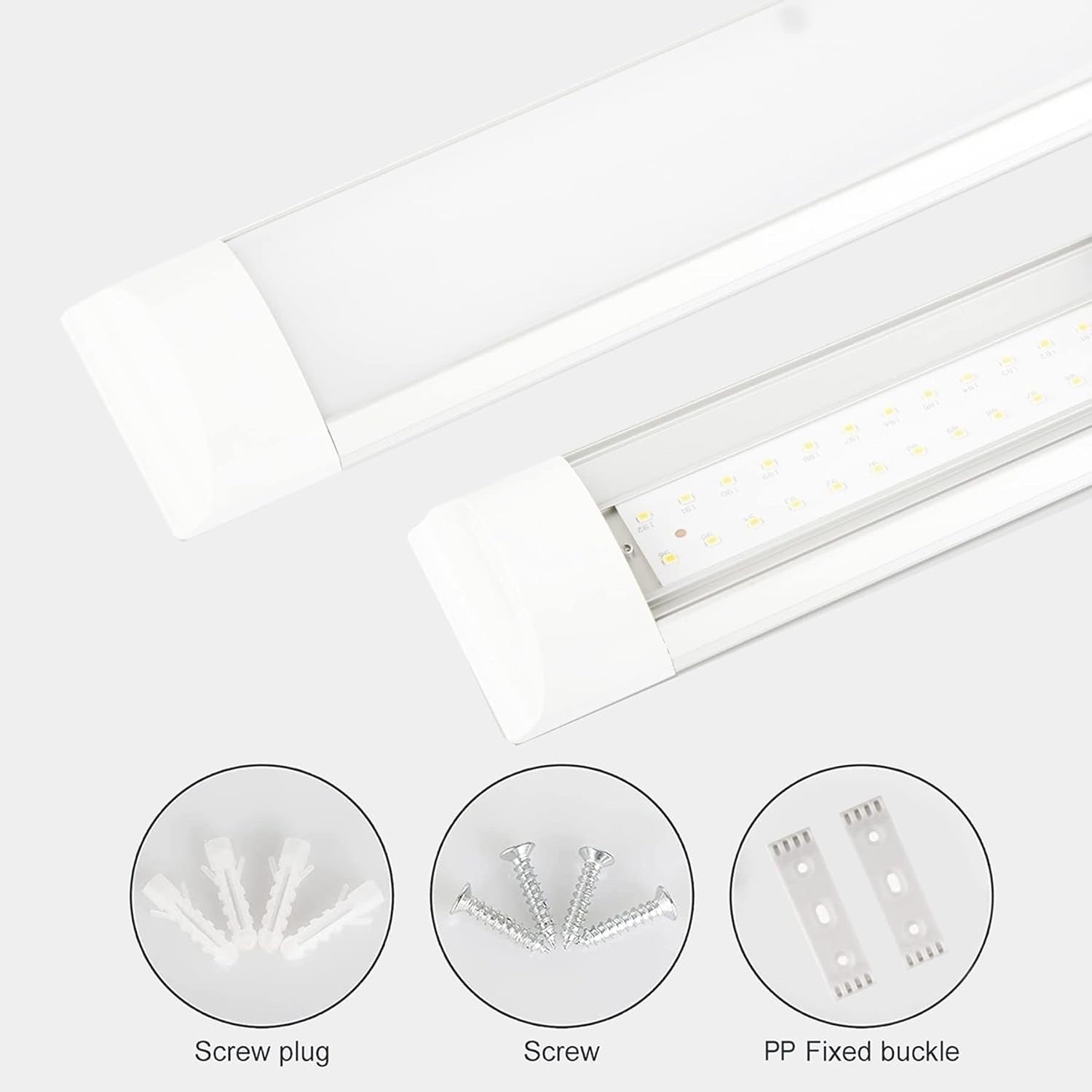 2 Pack 4FT LED Batten Light 40W 4000K 4000LM Ceiling Garage Workshop