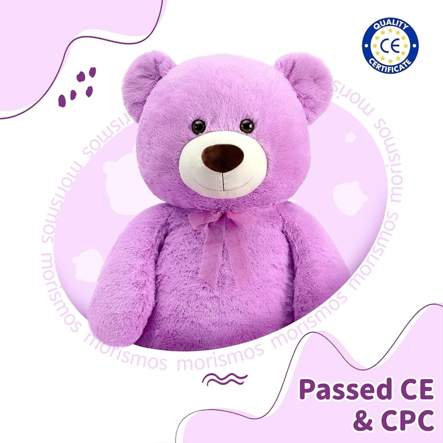 Giant Teddy Bear 130cm Large Soft Plush Purple Cute Gift Kids Birthday
