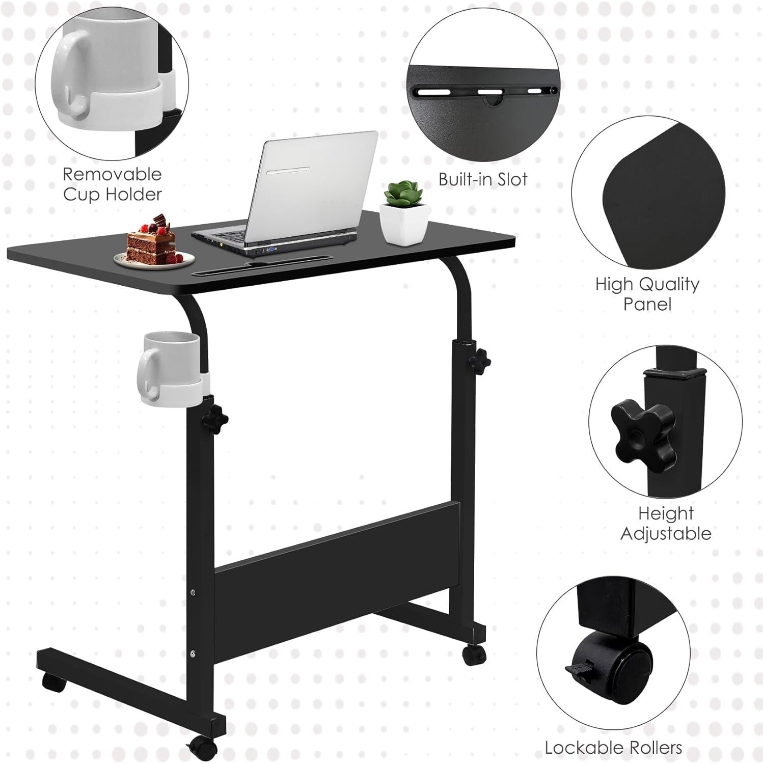 GRANDMA SHARK 80 × 40 cm Computer Desk Gaming Desk Rolling Table Bed