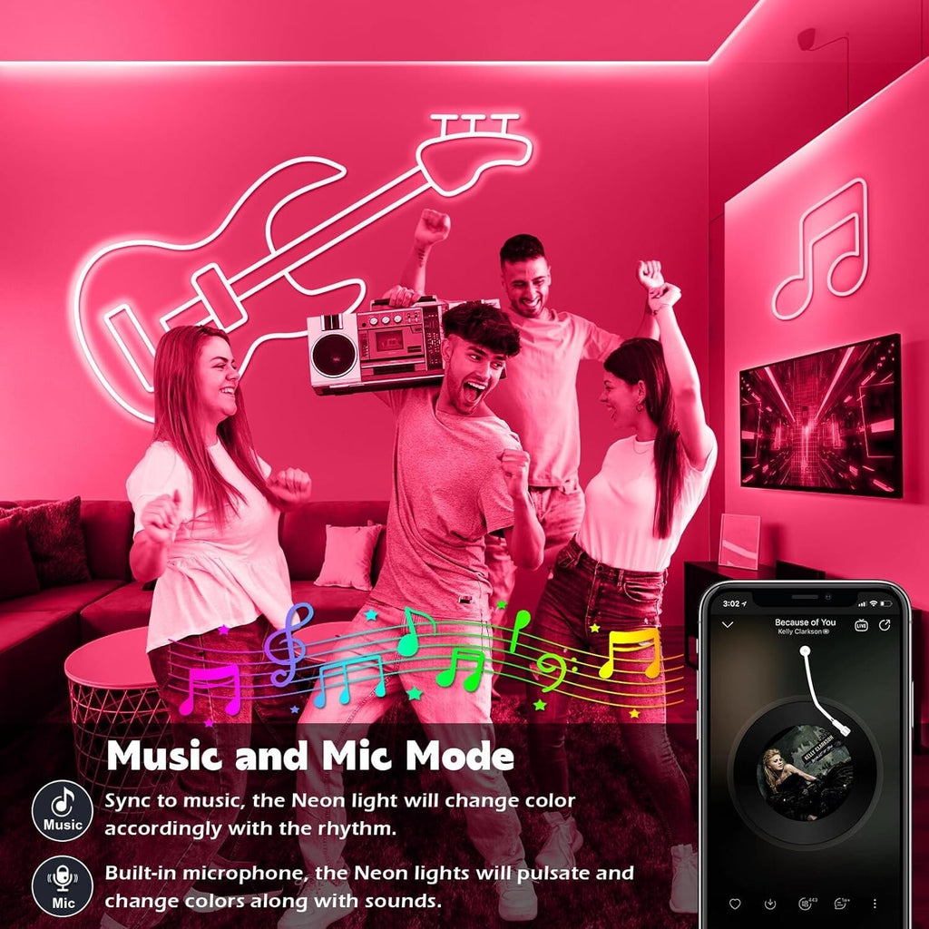AILBTON LED Neon Rope Lights 10m Flexible Rope Lights Control with App/Remote