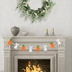 Easter Bunny Garland Wooden Beads 2.35m Hanging Easter Decoration