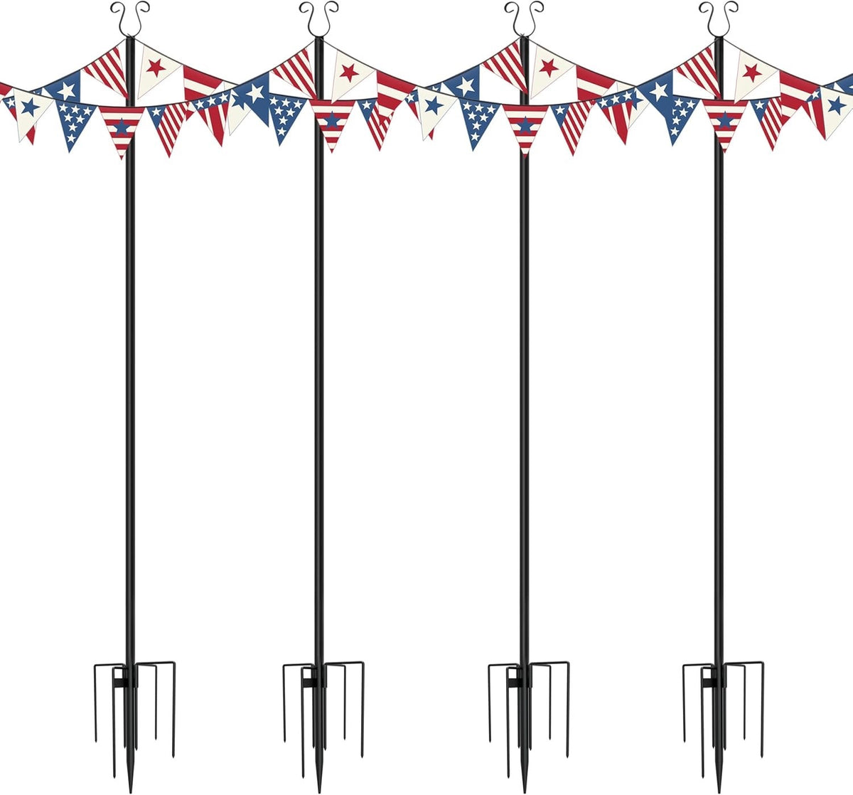 Festoon Light Poles Outdoor 4 Pack 2.7m Black Steel Garden String Light Stands