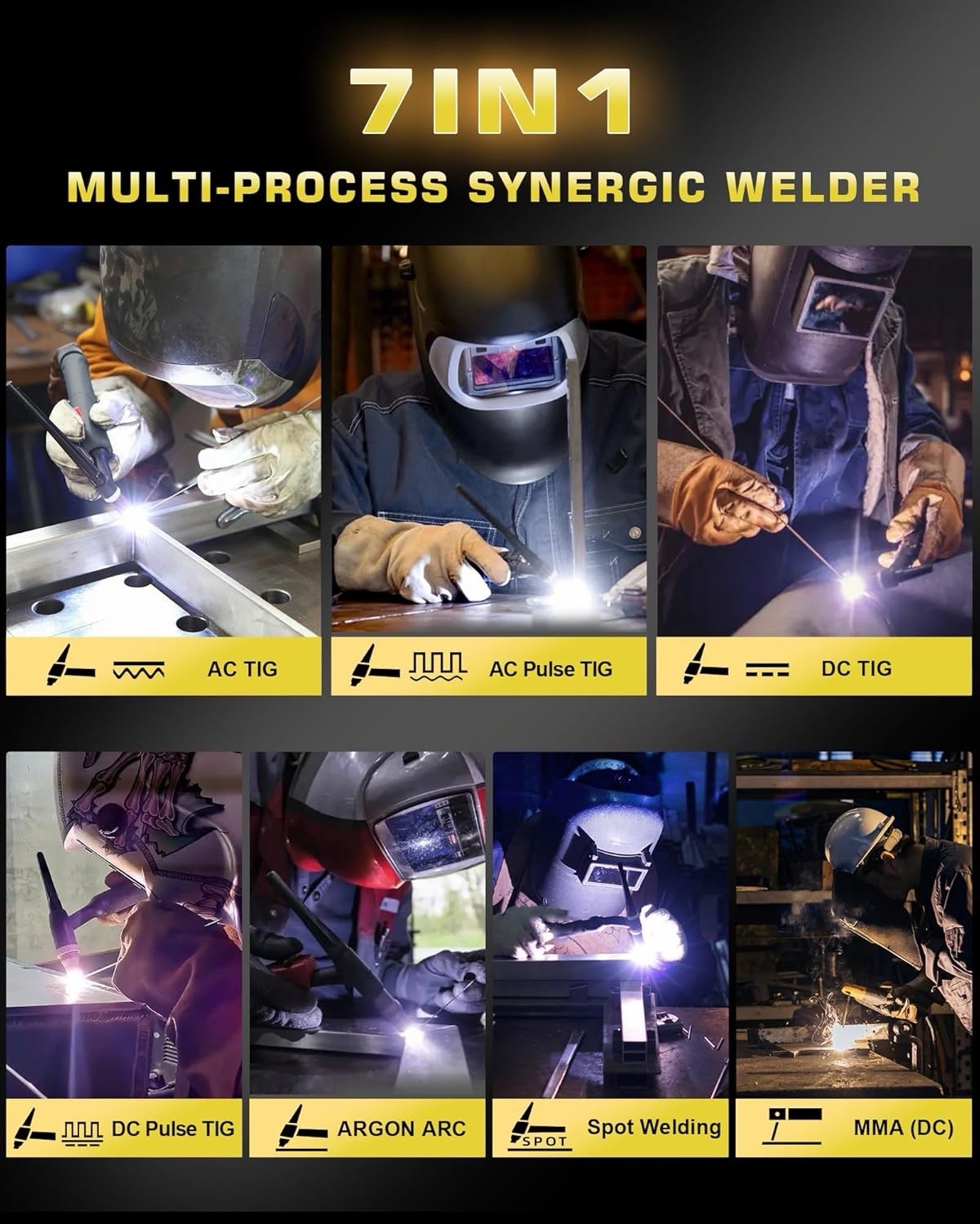 TIG Welder Welding Machine AC DC 200A Pulse 240V Yellow HXT200P Pro Inverter