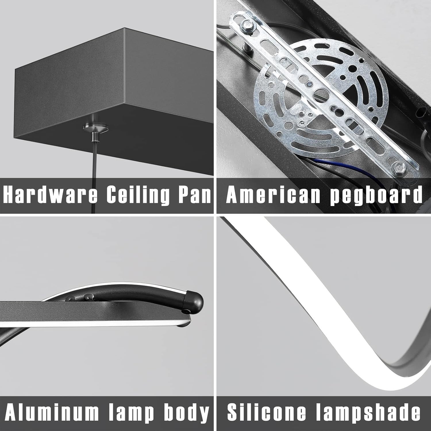 Mikeru 120cm Black Spiral LED Pendant Light Modern Dining Table Lighting Dimmabl