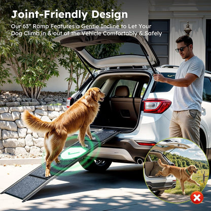 Dog Ramp Car Folding Pet Ramp 160x44cm Non Slip Aluminium 90kg SUV Boot Portable