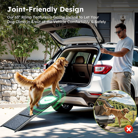 Dog Ramp Car Folding Pet Ramp 160x44cm Non Slip Aluminium 90kg SUV Boot Portable