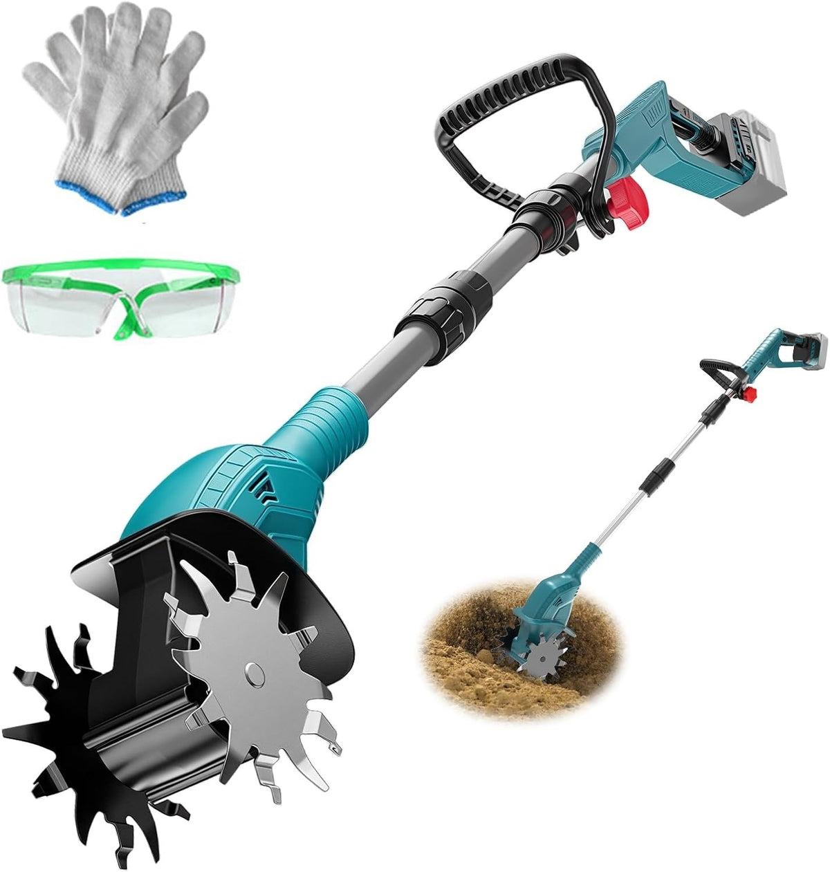 Cordless Tiller Cultivator Makita 18V 10 Inch 550W Brushless Garden Rototiller