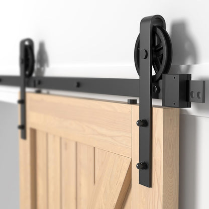 Barn Door Hardware Kit Sliding Black Steel Track Roller Rustic Rail Fittings
