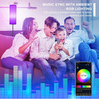 RGB Smart LED Floor Lamp Dimmable w/Remote Foot Switch Beige Shade