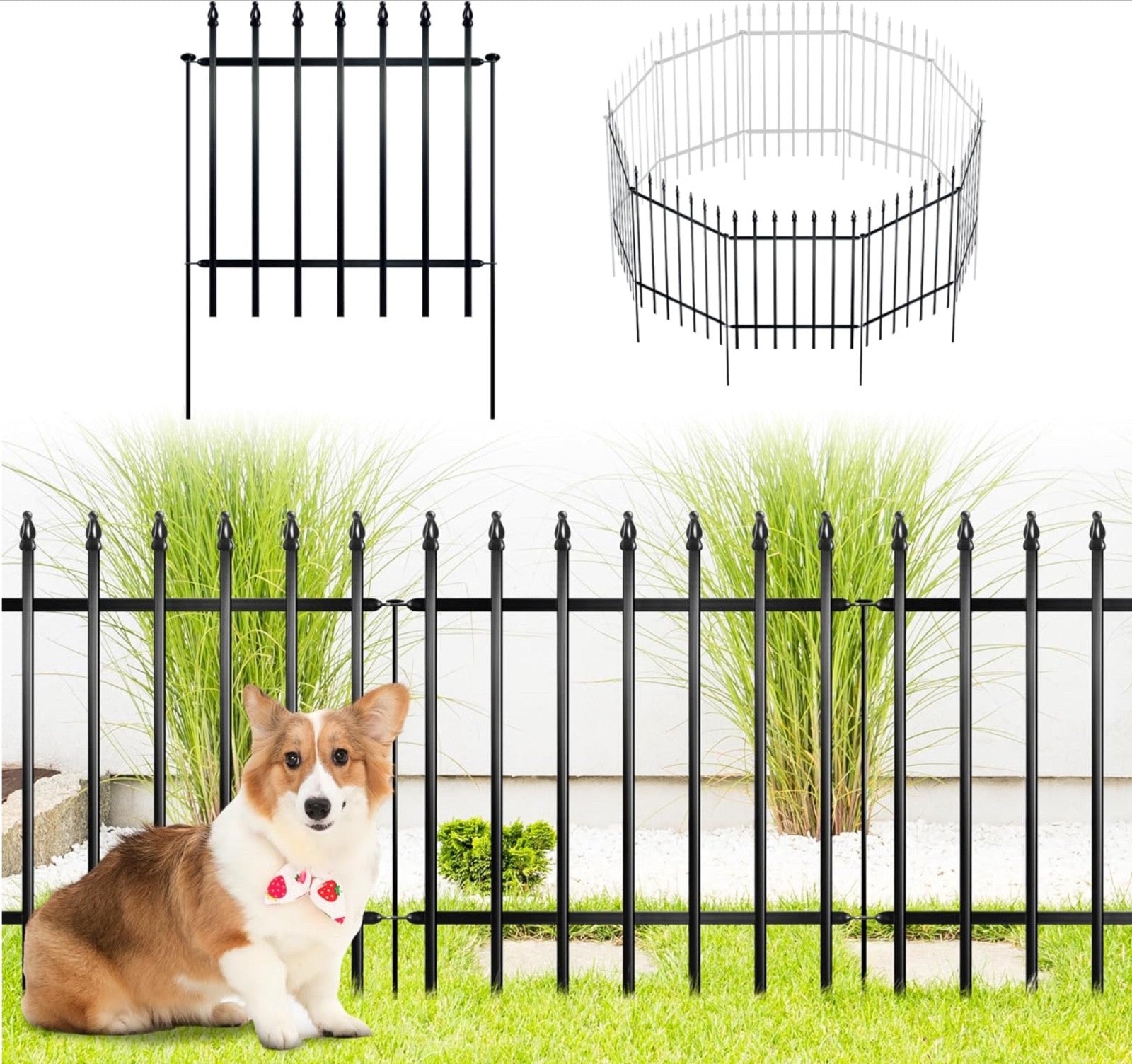 ARIFARO Decorative Metal Garden Fence 61cm high x 61cm Wide 5 Pack