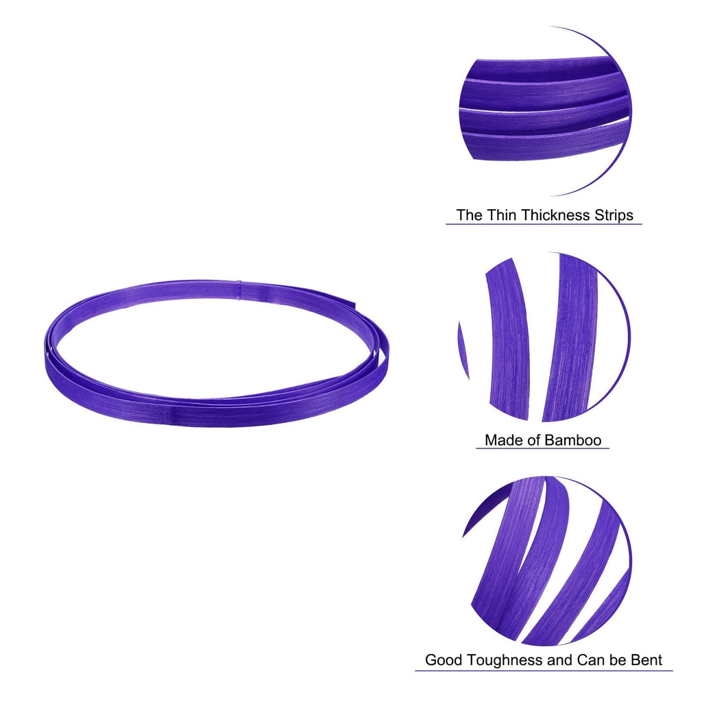 sourcing map 3Pcs Bamboo Strips for Weaving 10 Ft x 0.6" Strips for Craft Purple