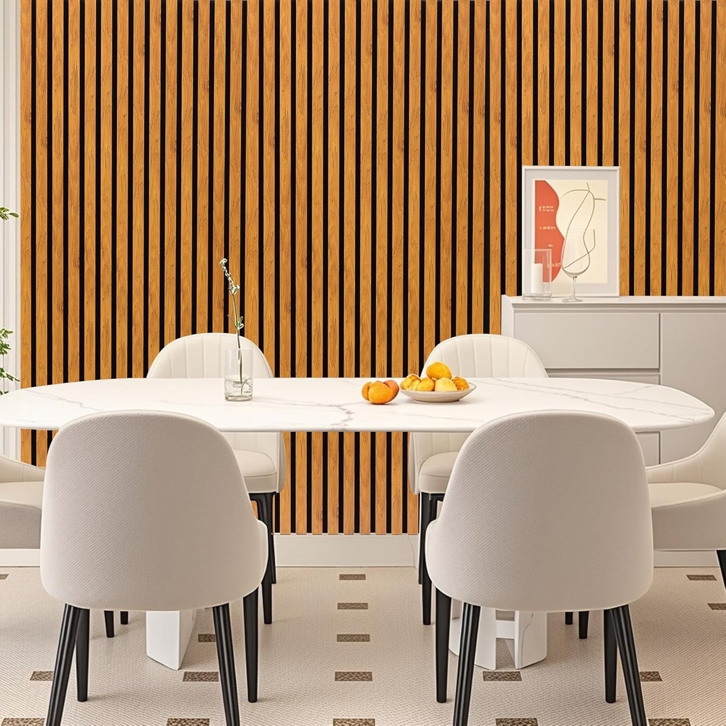 Acoustic Wall Panels 3D Slat Wood Finish Sound Absorbing 2 Pack Walnut