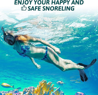 Snorkel Mask Full Face Flippers Set Adults Panoramic Anti Fog Dry Small Medium