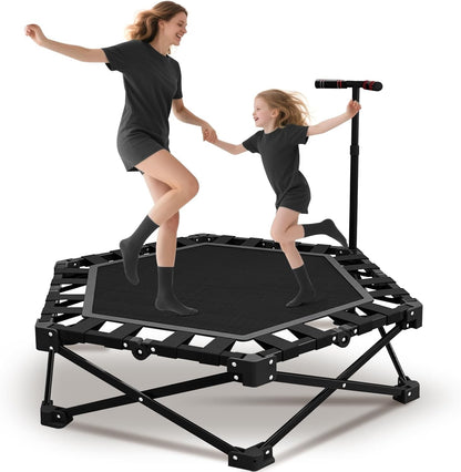 Fitness Trampoline Rebounder Foldable 106cm Adjustable Handle Home Cardio Gym