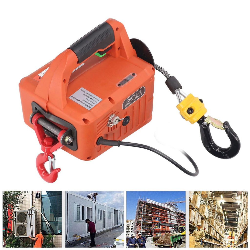 Heavy Duty Electric Winch 500KG 1500W Remote Control Portable Lift Crane 7.6M UK