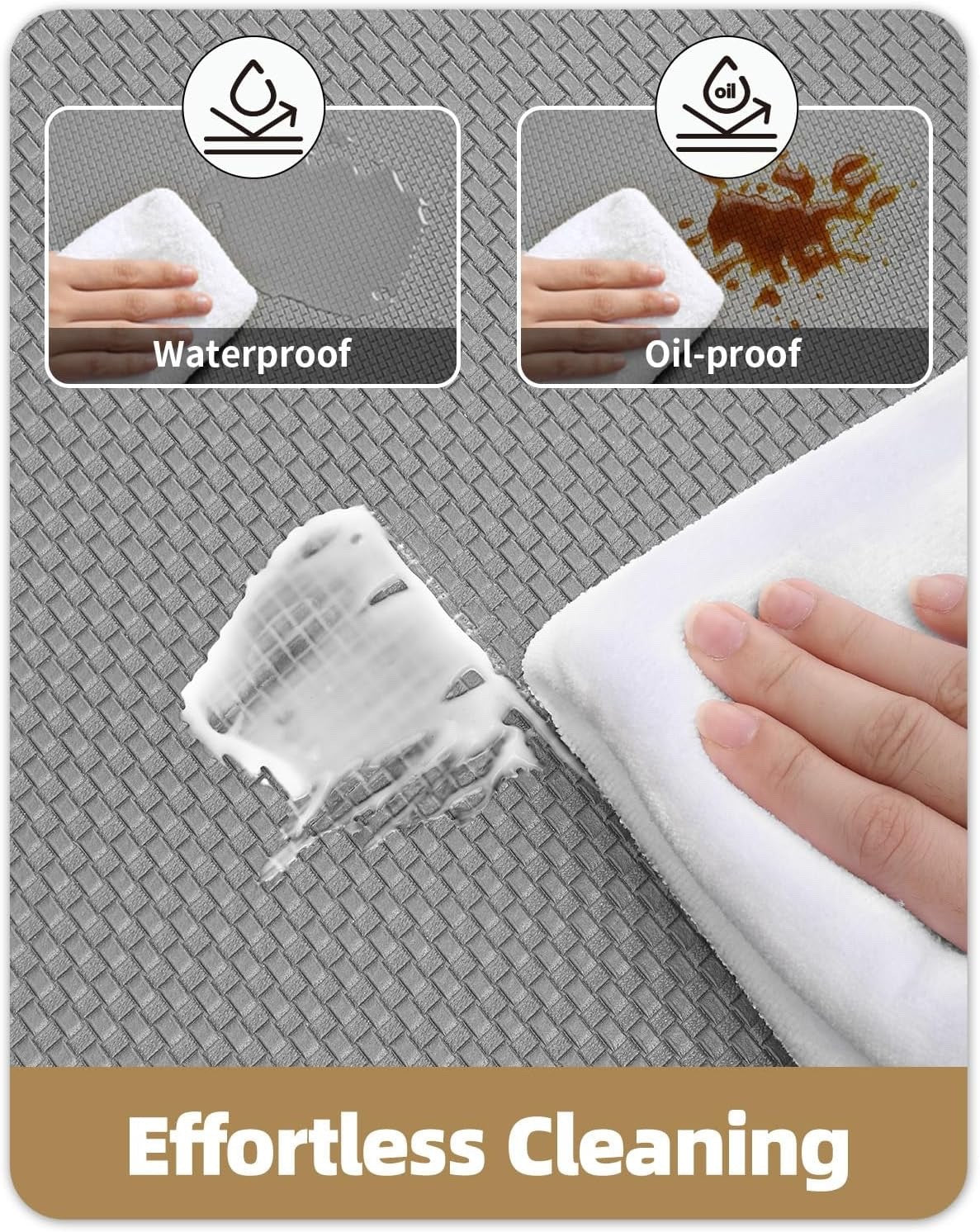Kitchen Floor Mat Runner Anti Fatigue 60x180cm Grey Non Slip Waterproof PVC