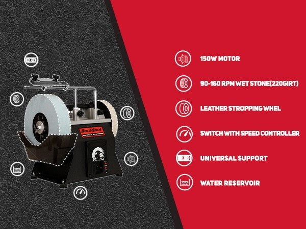 Wet Dry Bench Sharpener 250mm Variable Speed Water Cooled Grinder 90-160RPM