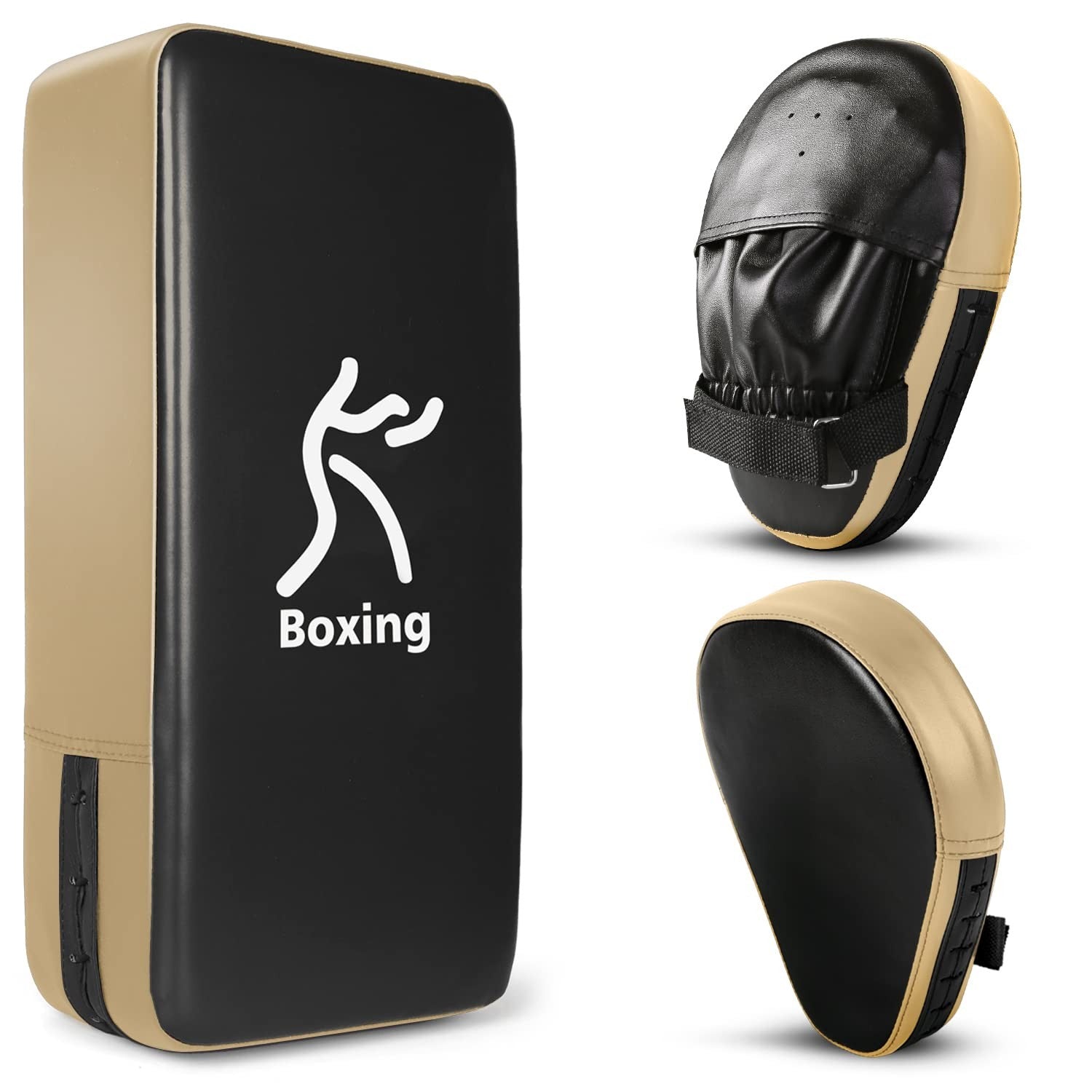 Odoland Boxing Mitts and Kick Pad Set Focus Pads Taekwondo Karate Muay Thai