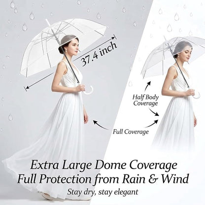 Wedding Umbrellas Clear Dome Transparent 16 Pack 95cm White Handle Bridal Party