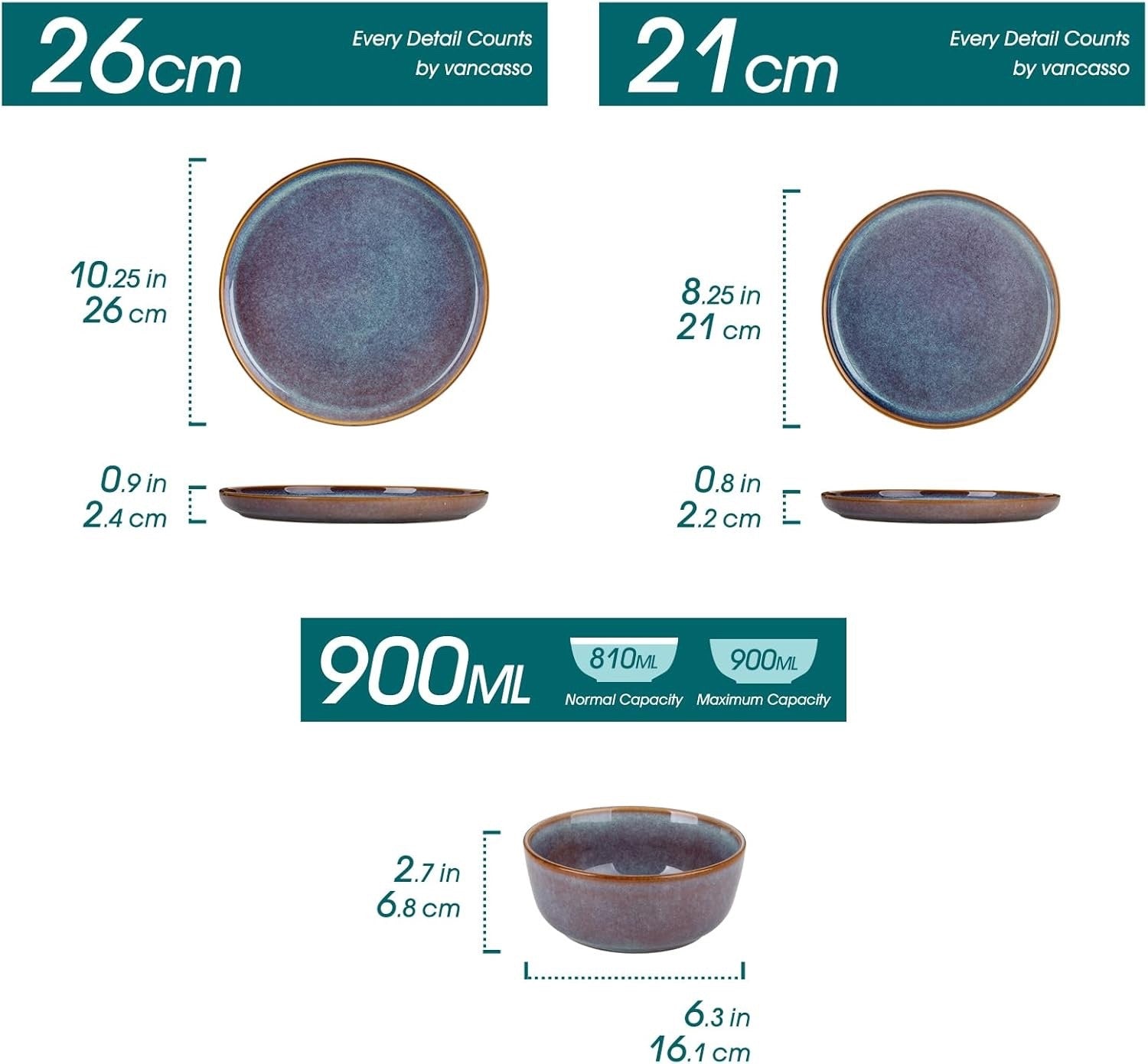 Dinner Plates Bowls Set 18 Piece Stoneware Service For 6 Lavender Blue Crockery