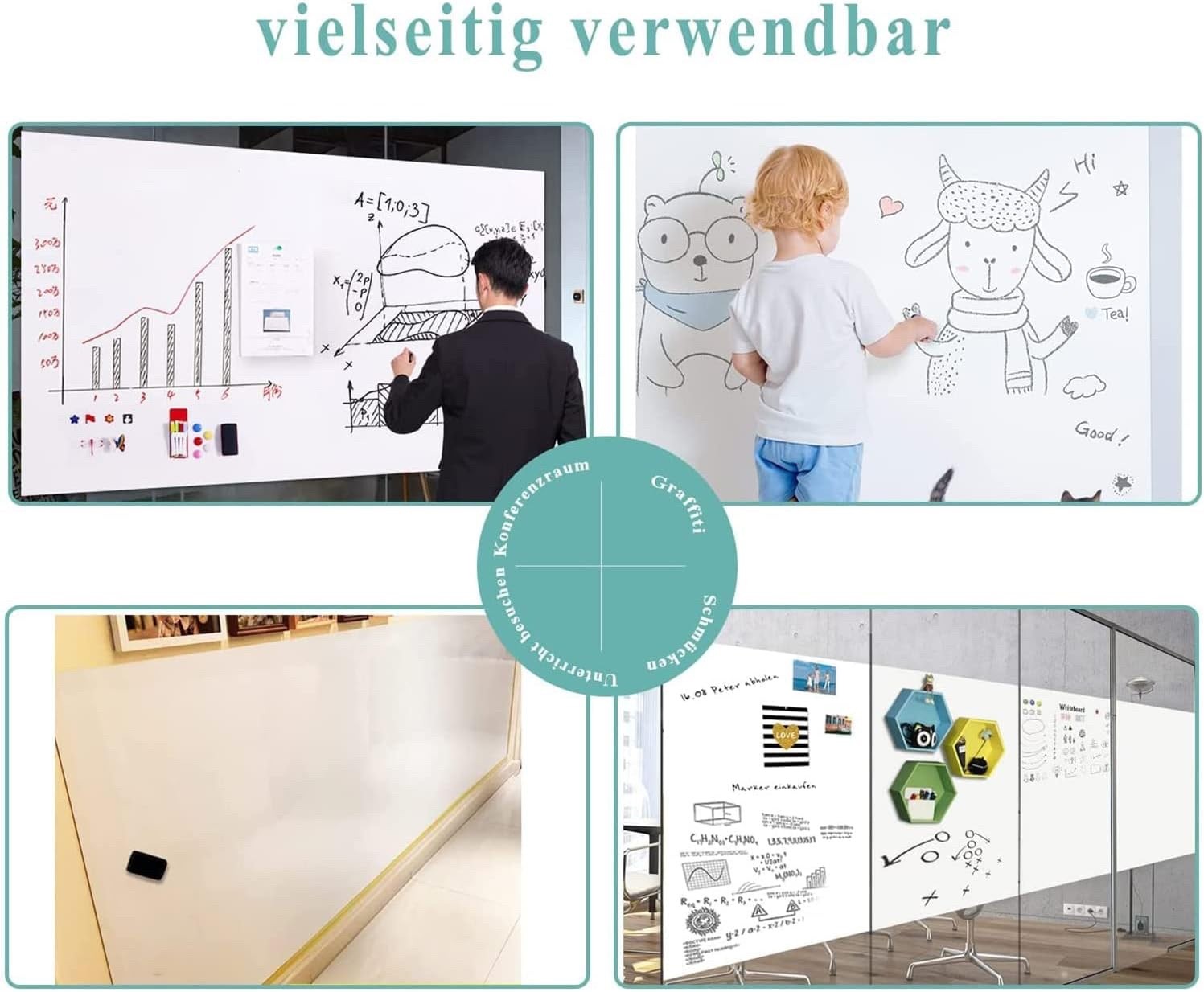 Magnetic Whiteboard Paper Self Adhesive Dry Erase Sheet 50x100cm