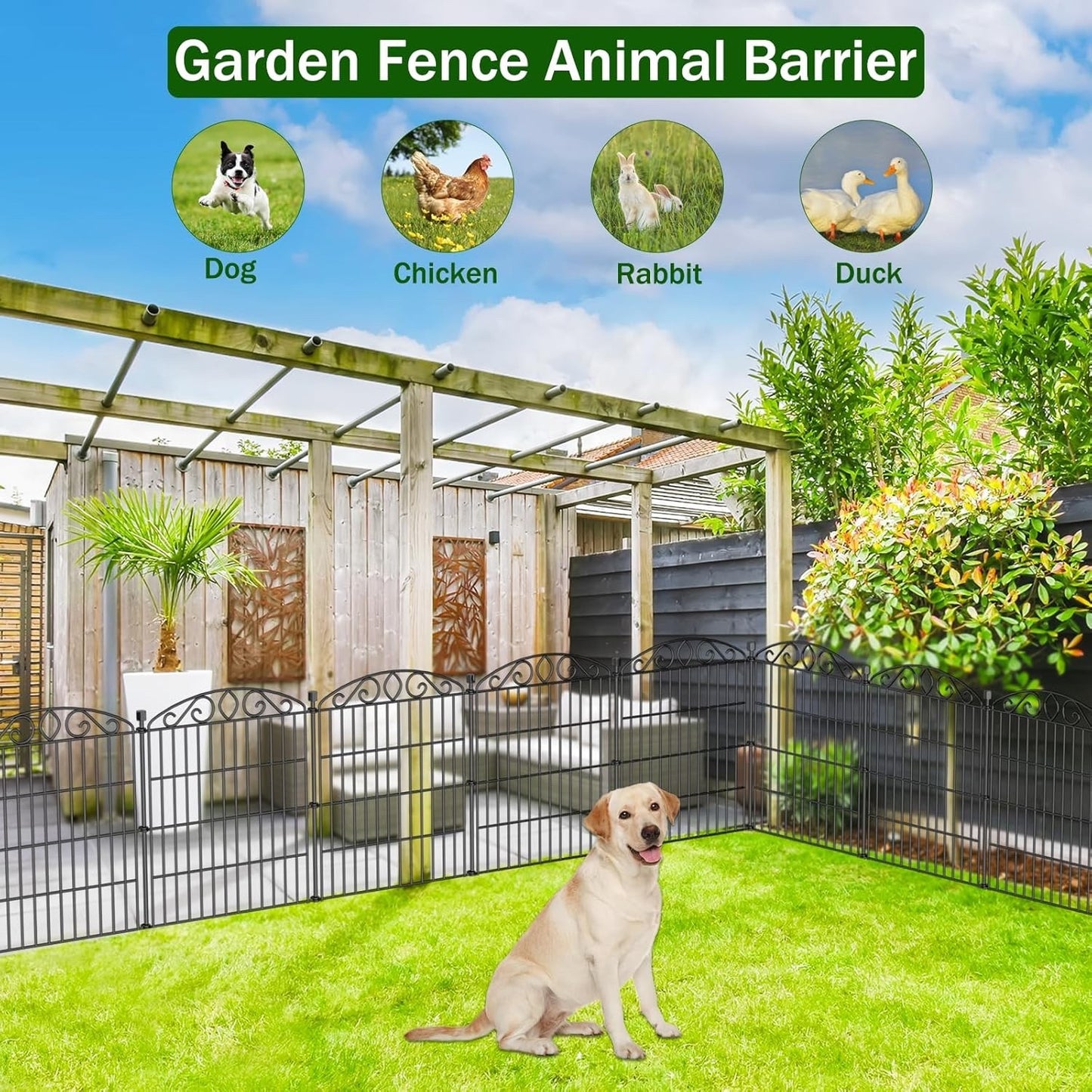 Garden Fence Panels Metal No Dig 76cm High 7.2m Long 12 Pack Animal Barrier