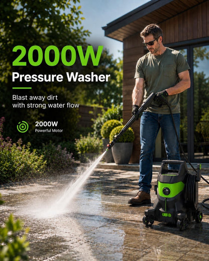 Pressure Washer Jet Wash Electric 2000W 345 Bar 680L/H Car Patio Foam Cannon