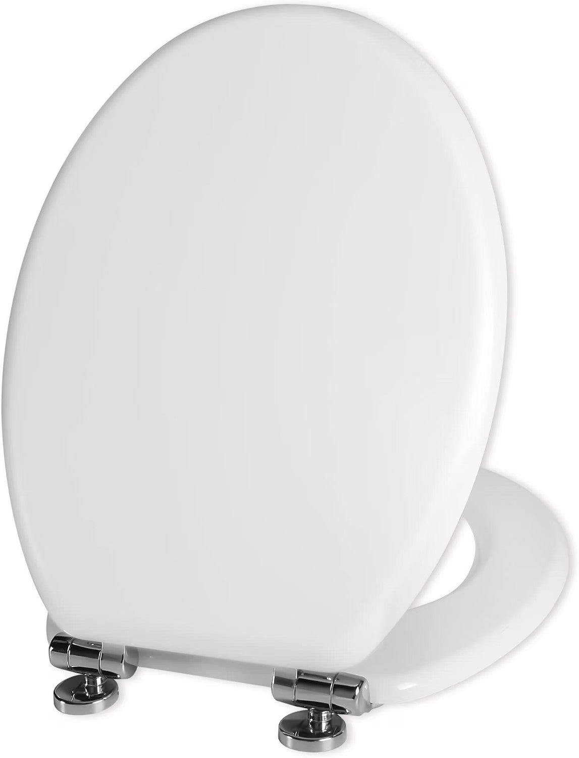 Toilet Seat Wooden Soft Close White Oval 43x37cm Antibacterial Quick Release