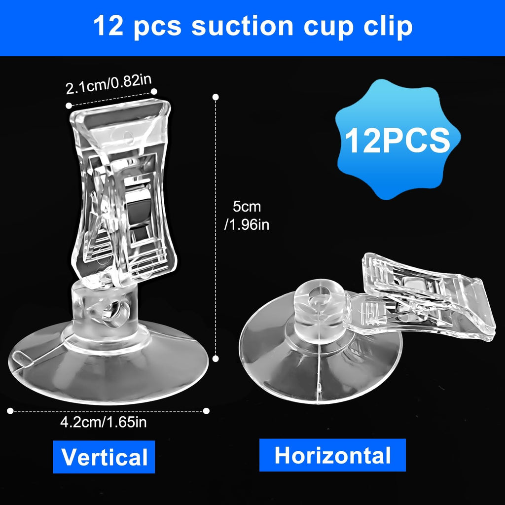 HavaCue Suction Cup ClipsTransparent Suction Cup Clip Windows Glass Wall 12pcs
