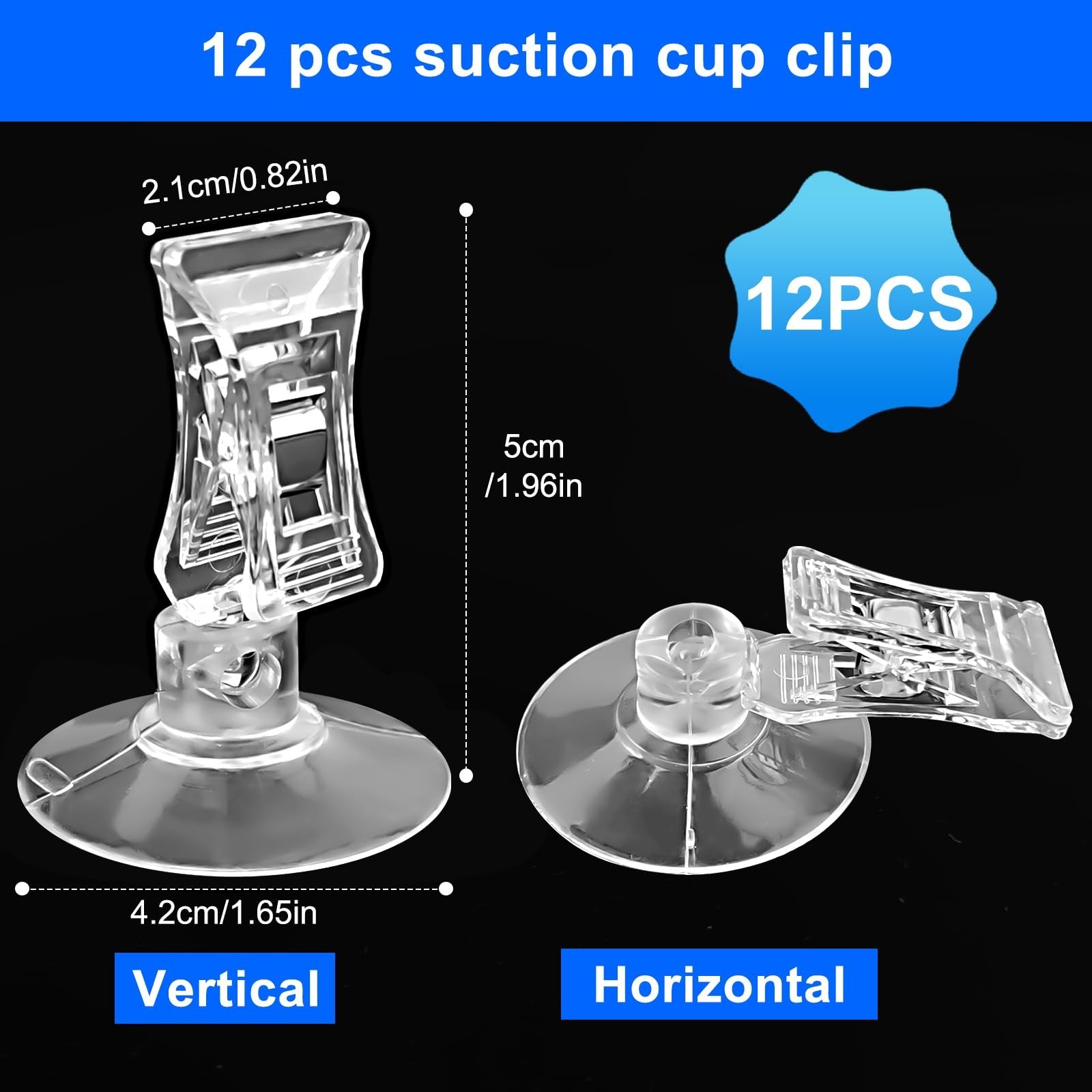 HavaCue Suction Cup ClipsTransparent Suction Cup Clip Windows Glass Wall 12pcs