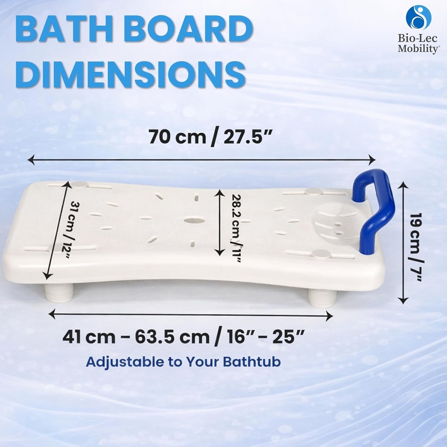 Bath Board Transfer Seat with Handle 70cm Adjustable Elderly Disabled Aid